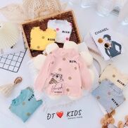 Áo giữ nhiệt cổ cao 3 phân cho bé chất cotton len mềm mịn co giãn in hình