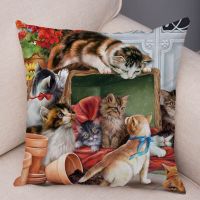 (All inventory) Cat pattern cushion pillowcase, home decoration sofa pillowcase (contact seller support) Freecustomization. Double sided printing design for pillows)