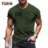 COOL T-Shirt Summer Fashion O-Neck Mens OversizedShort-Sleeved 3D Flag Printed Sports Fitness Shirt Loose And Breathable Stree