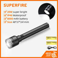 SUPERFIRE ไฟฉาย LED พลังสูง Y16,ไฟฉายสว่างมาก1700lm รองรับไฟตกปลาแคมป์ปิ้ง Type-C ชาร์จไฟได้