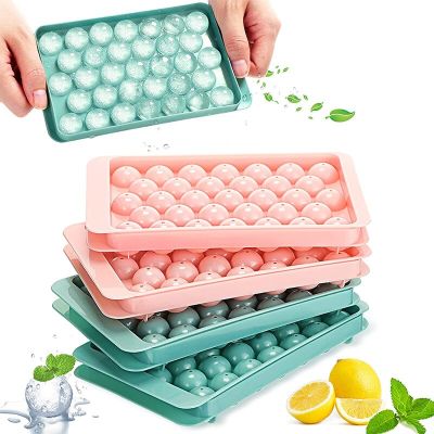 33 Holes Round Ice Cube Tray with Removable Lid Silicone Mini Ice Ball Tray Maker Moldes for Freezer Kitchen Accessories Ice Maker Ice Cream Moulds
