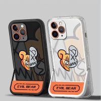 Cartoon Holder Stand Bracket Phone Case for IPhone 14 13 12 11 Pro Max XR X XS Max 7 8 Plus Shockproof Silicone Cover Funda