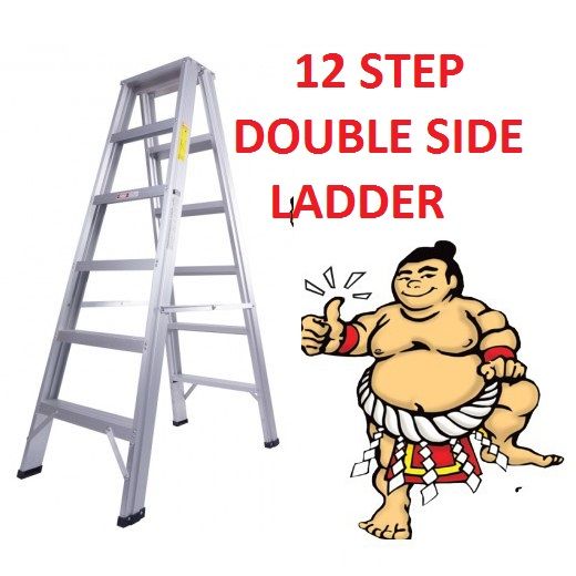 SUMO king EXTRA Heavy Duty Hardness Aluminium Double Sided Ladder ~12 step/TANGGA  LIPAT/2WAY | Lazada