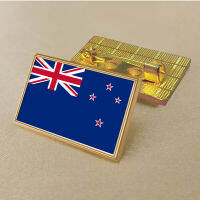 New Zealand flag pin 2.5*1.5cm zinc die-cast PVC colour coated gold rectangular medallion badge without added resin