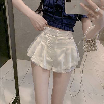 Hot Girl Lace Culottes Womens Autumn New High Waist Slimming Temperament Super Short Shorts Casual All-Matching Short White Pants vzf3
