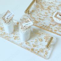 Creativity Acrylic Gold Foil Trays Decorative Modern Wedding Dessert Stand Ornaments Afternoon Tea Snack Display Tray