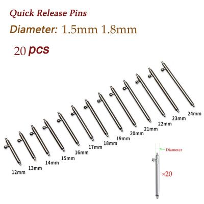 20pcs Watch Band Full Stainless Steel Spring Bars 12 13 14 15 16 17 18 19 20 21 22 24mm Quick Release Strap Link Pin 1.5mm 1.8mm Cable Management