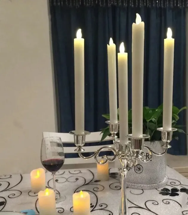 5Pcs/Lot Led Battery Operated Flameless Taper Candle Lamp Candlestick