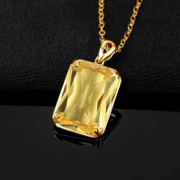 【YF】 marca amarelo cristal pedra preciosa 14k ouro pingente de prata 925 esterlina pingentes colar na moda jóias finas acessório