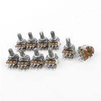 10PCS ปรับ Linear Dual Knurled เพลาโพเทนซิโอมิเตอร์50K Ohm B50K