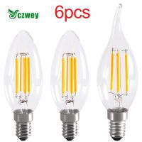 [HOT QQZIWWUJJWG 104] 6Pcs Lot E27 E14 Retro Edison LED หลอดไฟ AC220V หลอดไฟ C35แก้วหลอดไฟโคมไฟระย้าแสงเทียนกลางคืน