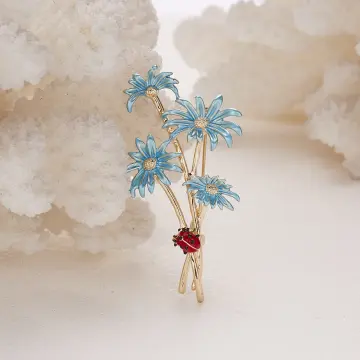 Elegant White Resin Flower Brooches Multi color Rhinestone Flower brooch  pins Women Wedding jewelry accessories clothes pin