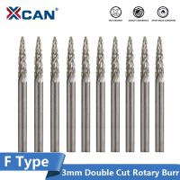 XCAN 10ชิ้นก้านมีดตัดหมุนตัดคู่3มม. สำหรับสว่านขัด Dremel ตะไบโรตารีคาร์ไบด์ประเภท F3สำหรับงานไม้โลหะ