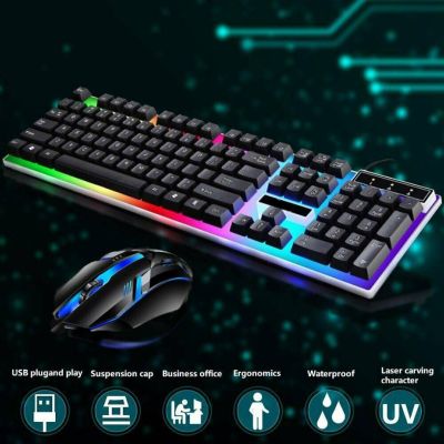 Pohiks Rainbow LED Compatible for PC Laptop PS3 PS4 USB Computer Mouse Gamer Mice Wired Gaming Keyboard Mechanical Mouse