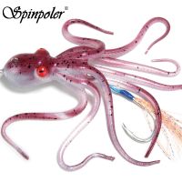 Spinpoler The 3D Octopus Bait Fishing Lure Artificial Saltwater Long Tail Squid Skirt TPE Soft UVGlow 110g150g200g Tackle