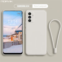 NORVIK เคสกันกระแทกเลนส์เคสโทรศัพท์สำหรับ Samsung Galaxy A24ฝาหลัง TPU แบบแบบนิ่มที่เป็นซิลิโคนเหลวขอบตรงที่มีสายคล้อง N26-D2