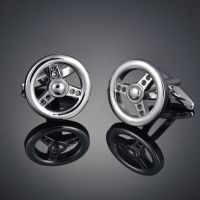 Box car steering wheel Cufflinks French long sleeve shirt with studs and Cufflinks