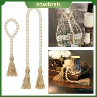 ZOWBRSH ของขวัญ พวงมาลัยแฮนด์เมด บ้านไร่ เครื่องประดับ มาลัยลูกปัดไม้ พู่สตริง แขวนผนัง ด้วยปอกระเจาชนบท