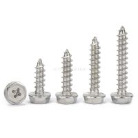 M3-M6 Phillips External Hex Flange Self Tapping Wood Screws With Pad Washer 304 Stainless Steel Cross Hexagon Head Tapping Bolts Nails Screws  Fastene