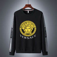 Versaceˉ  คอกลมเสื้อแจ็กเก็ตกีฬาแห้งเร็วผู้ชาย,เสื้อเสื้อกันหนาวลำลองพลัสไซส์ M-8XL