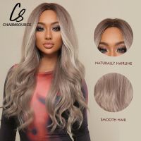 CharmSource Long Wavy Wigs Brown Ombre Grey Mix Blonde Wigs Synthetic Wigs for Women Cosplay Lolita Nature Hair Heat Resistant Wig  Hair Extensions Pa