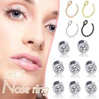 Steel Fake Nose Ring Hoop Septum Rings C Clip Lip Ring Earring For Women Fake Piercing Body Jewelry Non Pierced R6Q4