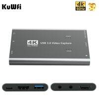 Kuwfi 4K การ์ดบันทึกวิดีโอ1080P 60Fps HD-MI เพื่อ USB 3.0จับภาพเสียงสำหรับการสตรีมสดสำหรับ Xbox สวิตช์จับเกม PS4เดียว