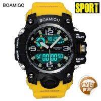 BOAMIGO Digital LED Orange Shock Swimming Quartz Rubber Wristwatches Men Sports Watches Waterproof Clock Relogio Masculino 2021