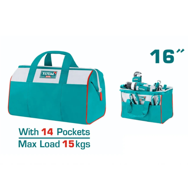 total-กระเป๋าเครื่องมือช่าง-16-นิ้ว-รุ่น-tht261625-tools-bag-กระเป๋าผ้า-ใส่เครื่องมือช่าง-กระเป๋าช่าง-กระเป๋าเครื่องมือ-รับน้ำหนักได้-15-กก