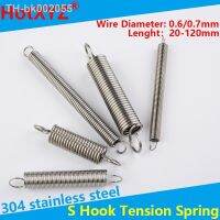 ❄✴ 304 Stainless Steel S Hook Cylindroid Helical Pullback Extension Tension Coil Spring Wire Diameter 0.6mm 0.7mm