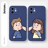 Ready Stock! JURSUE เคสคู่ เคสไอโฟน คู่รัก กันกระแทกซิลิโคนนุ่มการ์ตูนน่ารักตลก เคสโทรศัพท์ Compatible for iPhone 13 12 11 Pro Max SE 2020 X XR XS 8 7 6 6S Plus พลัส G886