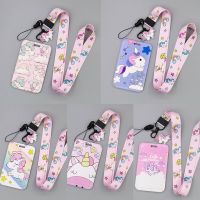 Cartoon Unicorn ID Credit Bank Card Holder Students Bus Card Case Lanyard Door Access Card Identity Badge Cards Cover For Girls
