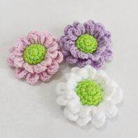 1 Lot 4.5cm White Cute Daisy Flowers for Cloth Ornaments Mini Crochet Flowers Sweater Decorations Brooches Hairpin Accessories