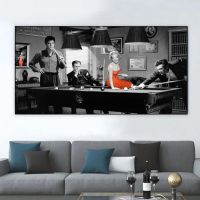 2023 ❁♞ Retro Legend Star Art Posters And Prints Monroe Elvis James Play Billiards Black And White Wall Decor Canvas Painting For Room