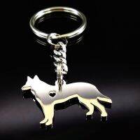 2023 Cute Shepherd Silver Color Stainless Steel Keychain for Women Fashion Dog Key Chain Jewelry llaveros para parejas K1328S01 Key Chains