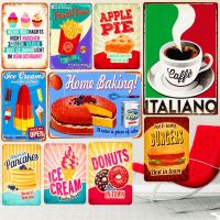 COFFEE Plaque Metal Tin Signs Pub Bar Donuts Decorative Plate Ice Cream Baked Wall Painting Pie Cakes Vintage Home Decor A293(only one size: 20cmX30cm)(Contact seller, free custom pattern)