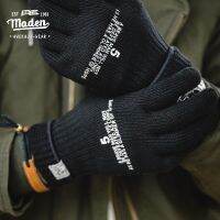 ถุงมือถัก แบบเต็มนิ้ว พิมพ์ลาย Maden Workwear สไตล์อเมริกัน ย้อนยุค ฤดูหนาว สําหรับผู้ชาย