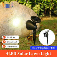 Vimite 4LED Solar Lawn Light Outdoor Waterproof Garden Spotlight Power Floodlight for Courtyard Pathway Fence Landscape Warm White