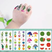 25 kinds Plants Temporary Tattoo Stickers for Kids Children Cartoon Cactus Fruit Vegetable Flower tatouage temporaire Disposable Stickers Stickers Sti