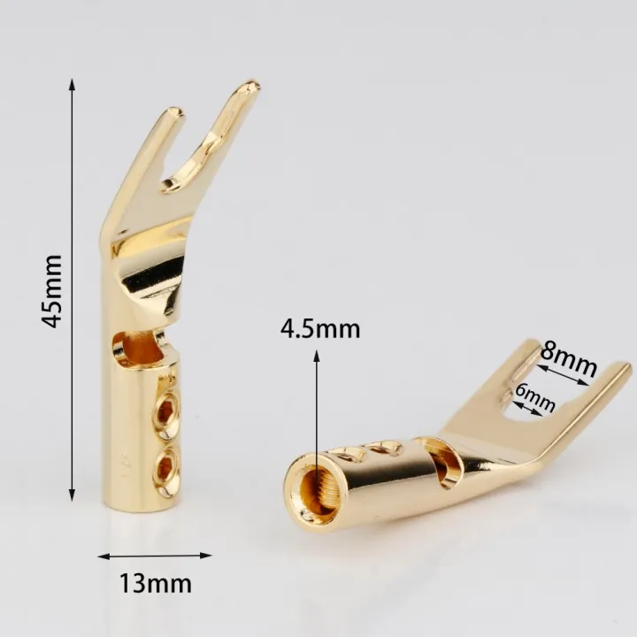 8pcs-pure-copper-rhodium-gold-silver-plated-y-spade-connector-fork-loudspeaker-y-plug-audio-cable-terminal