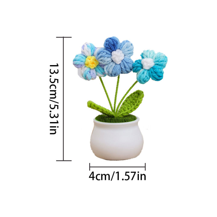 yurongfx-กระถางดอกไม้ขนสัตว์ขนาดเล็กน่ารักสำหรับตกแต่งบ้านห้องนั่งเล่นเดสก์ท็อปผ้าโครเชต์ถักมือ