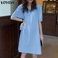 Fancystyle VONDA ชุดซันเดรสแขนพองสั้นชุดกระโปรงแบบสั้นมินิแฟชั่นของผู้หญิง (ลายดอกไม้เกาหลี)