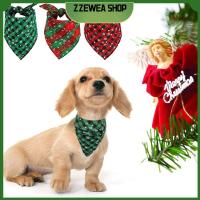 ZZEWEA SHOP ผ้าพันคอสัตว์เลี้ยงเสื้อผ้าทำจากผ้าฝ้ายเกล็ดหิมะผ้าพันคอสุนัขคริสต์มาสผ้าพันคอสามเหลี่ยมสุนัขควายลายสก๊อต