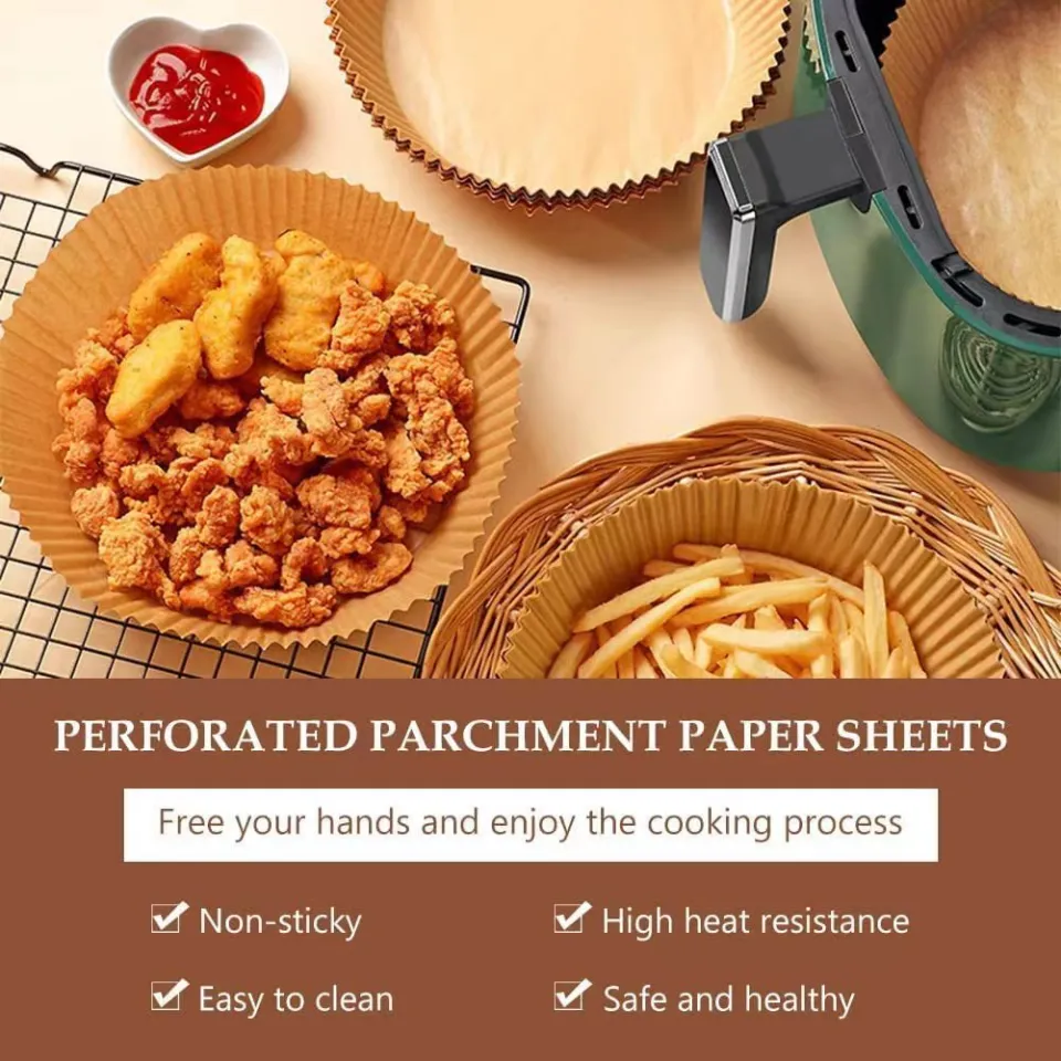 Melody】50 PCS Air Fryer Paper Liner Disposable Air Fryer Sheet Oil-proof  Parchment Paper 6.3 Non-Stick #HL0147#