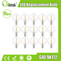 Grensk ฐานสกรู E12 G40 1W หลอดไฟไส้ Led กระจกใสสีขาวอบอุ่น2200K หลอดไฟทดแทนแสงไฟแบบสายแต่งบ้านปรับระดับความสว่างได้วินเทจ