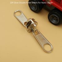 10# Silver Metal Zipper Slider For Nylon Zipper Double Pulls 5 pieces For Repair Diy Outdoor Luggage Bags Tents Accessories