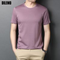 DILEMO เสื้อยืดผู้ชาย,เสื้อยืดผ้าฝ้ายเมอร์เซไรซ์สำหรับฤดูร้อนเสื้อยี่ห้อใหม่เรียบคอกลมเสื้อยืดแฟชั่นลำลองแขนสั้นสำหรับผู้ชาย