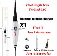 ปลาคาร์พ Crucian Night Fishing Float 3Pcs Charger LED Electric Float Fishing Tackle Luminous Electronic Float