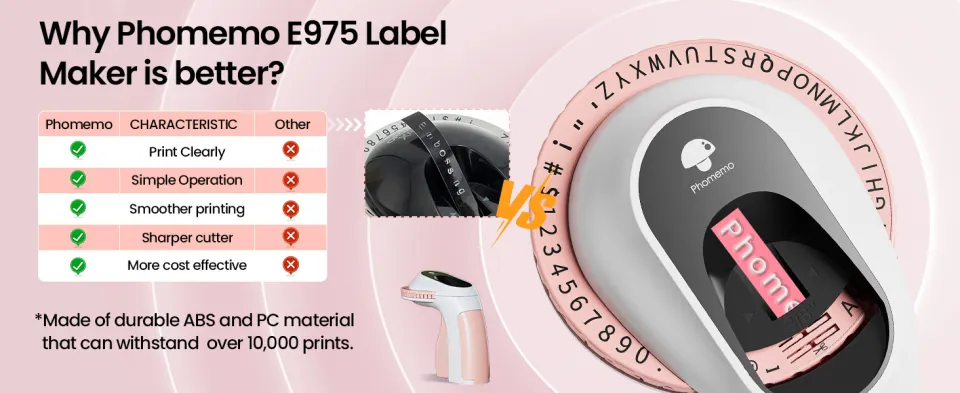 E975 Embossing Label Maker Machine with 6 Tapes