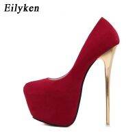 Eilyken รองเท้าสุดส้นสูงแบบเข็ม16ซม.,รองเท้าเซ็กซี่สีแดงขนาดใหญ่สำหรับปาร์ตี้แต่งงานเครื่องรางสไตล์ตามท้องถนนรองเท้าส้นสูง